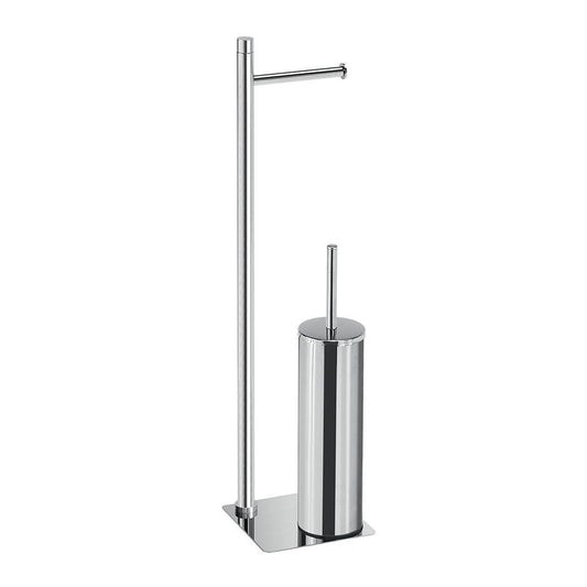 Piantana portarotolo e portascopino GEDY linea Trilly Cromato