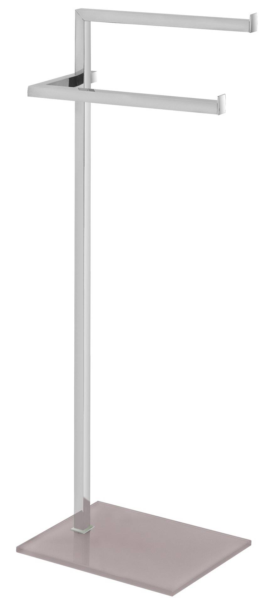Piantana portasciugamani con base in vetro color tortora