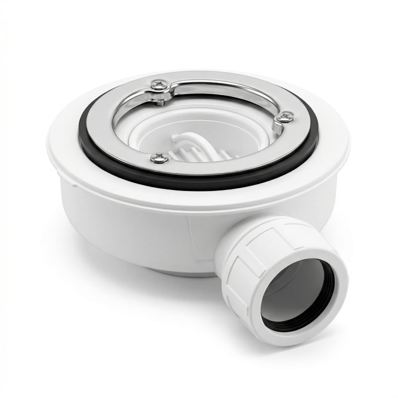Piatto doccia bianco in marmoresina con griglia inox e Piletta - MALAGA