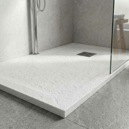 Piatto doccia bianco in marmoresina con griglia inox e Piletta - MALAGA