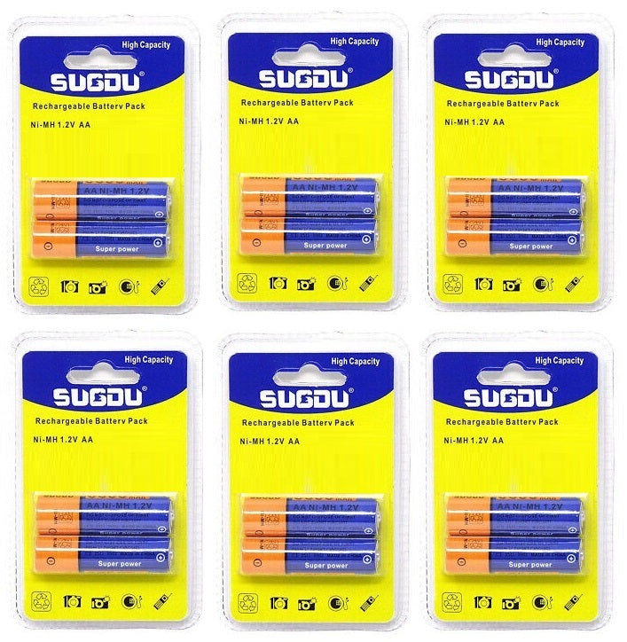 12 BATTERIE PILE STILO AA RICARICABILI UNIVERSALI Ni-MH 1.2V 5300mAh 6 BLISTER