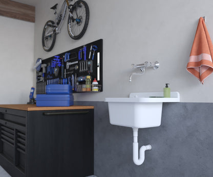 Pilozzo Bianco 50x34x21 cm - Lavabo Compatto e Resistente , Perfetto per Giardini e Spazi Esterni
