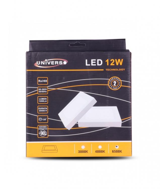 Plafoniera Esterno A Led Faretto Faro Pannello Quadrato | 12W Luce Fredda 6500K