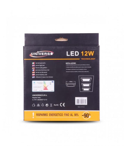 Plafoniera Esterno A Led Faretto Faro Pannello Quadrato | 12W Luce Calda 3000K