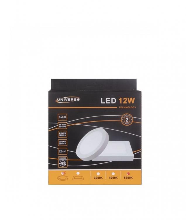 Plafoniera Esterno Led Faretto Faro Pannello Tondo Rotondo 12W-Luce Fredda 6500K