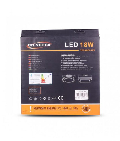Plafoniera Esterno Led Faretto Faro Pannello Tonda Rotondo 18W Luce Fredda 6500K