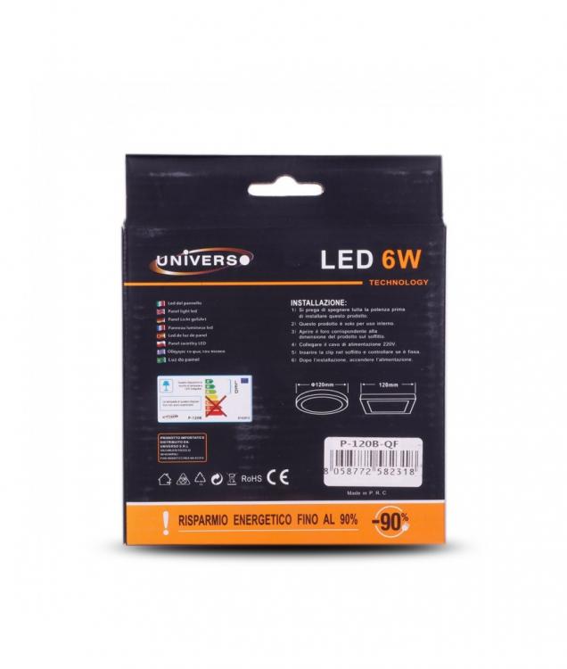 Plafoniera Esterno A Led Faretto Faro Pannello Tondo Rotondo 6W-Luce Calda 3000K