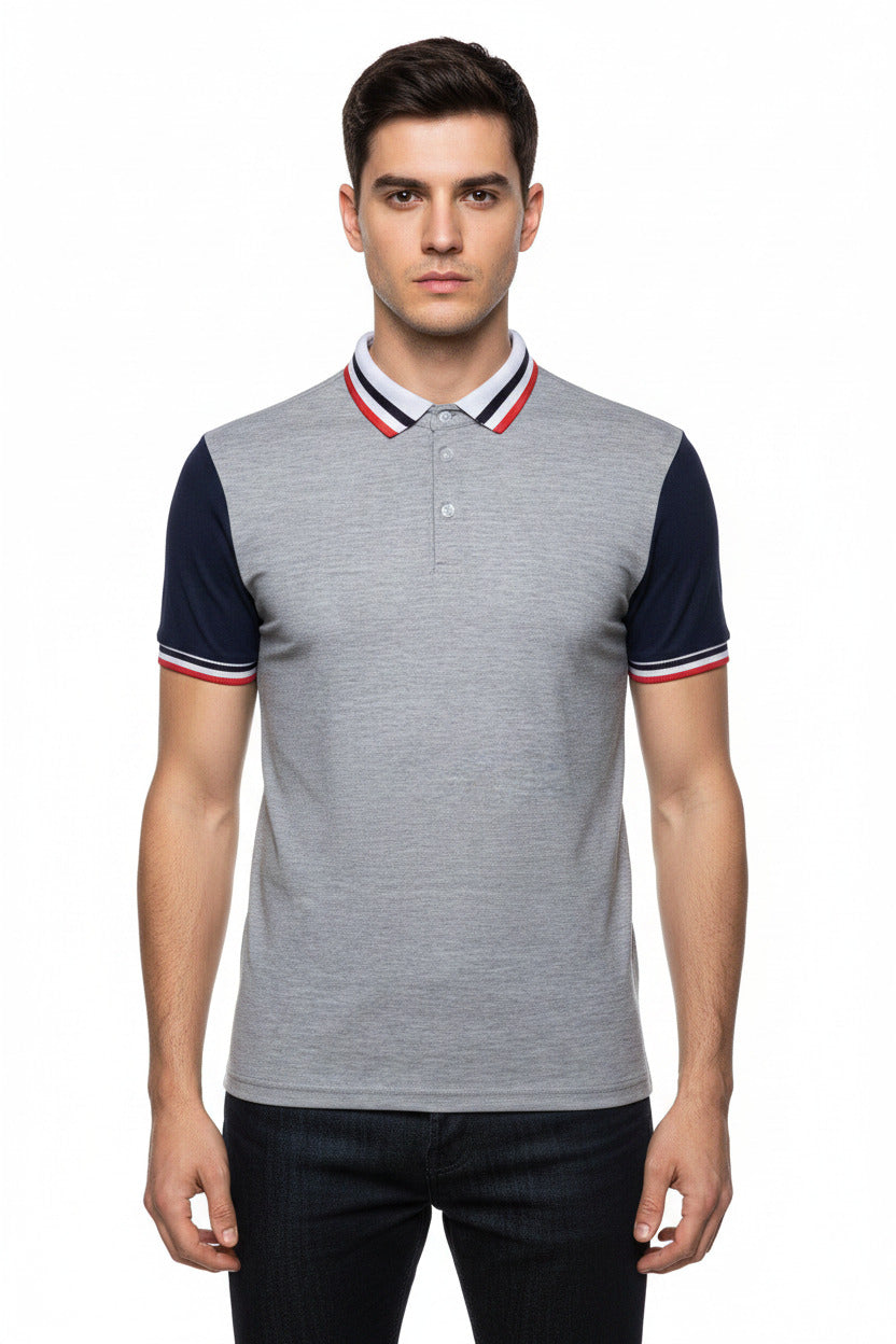 Polo Uomo Elegante Casual in Cotone Maglietta Polo Manica Corta