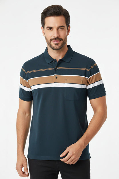 Polo Uomo Slim Fit con Taschino e Linee a Contrasto – Manica Corta