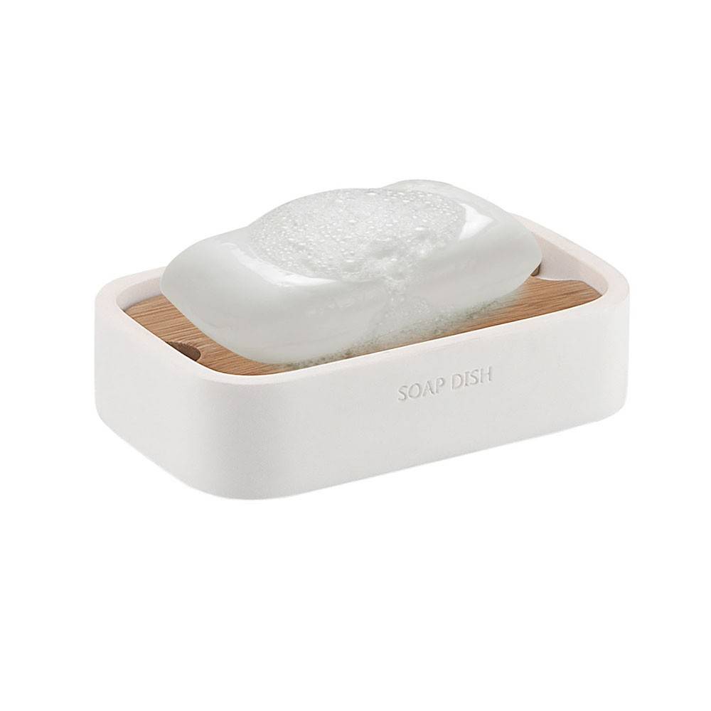 Porasapone d' appoggio GEDY linea Ninfea in resina e legno colore Bianco Matt