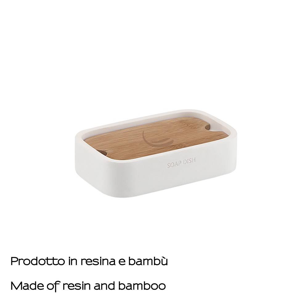 Porasapone d' appoggio GEDY linea Ninfea in resina e legno colore Bianco Matt
