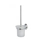 Wall-mounted toilet brush holder in chrome and glass, elegant and practical for your bathroom.