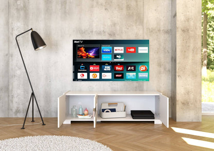 Highboard und Highboard mit TV-Ständer Riflesso Hochglanz Weiß und Kaschmir