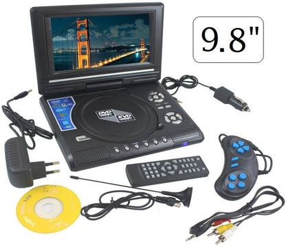 Tragbarer DVD-Player 9,8 Zoll LCD DVX Video CD MP4 TV Fotos Joystick Spiele