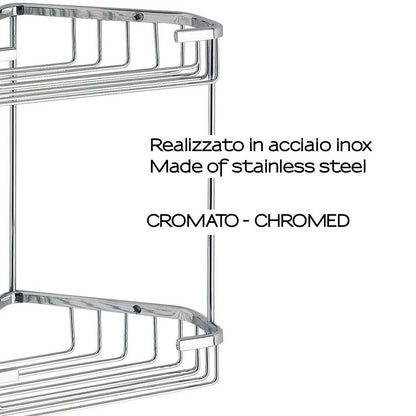 Portaoggetti doccia angolare 2 ripiani GEDY in filo Cromato