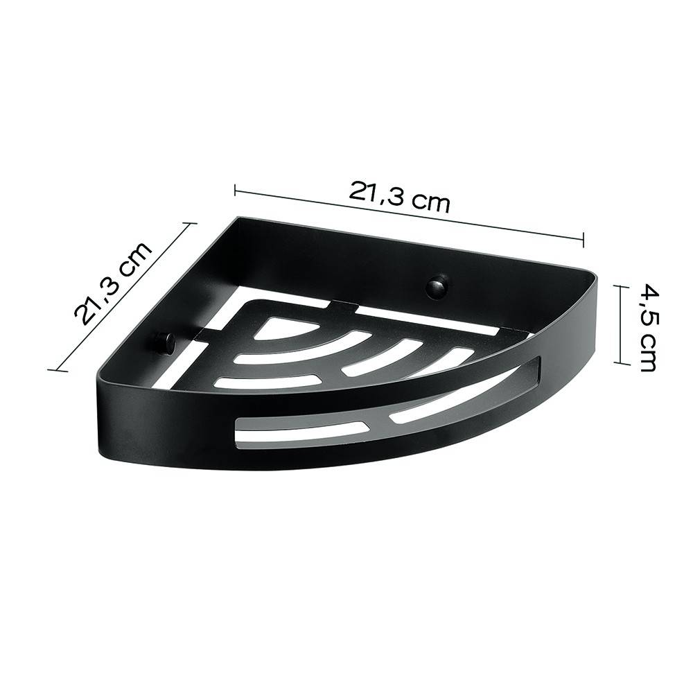 Portaoggetti doccia angolare GEDY linea Nerva colore Nero Matt