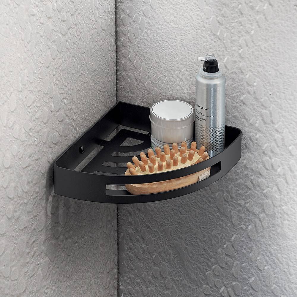 Portaoggetti doccia angolare GEDY linea Nerva colore Nero Matt