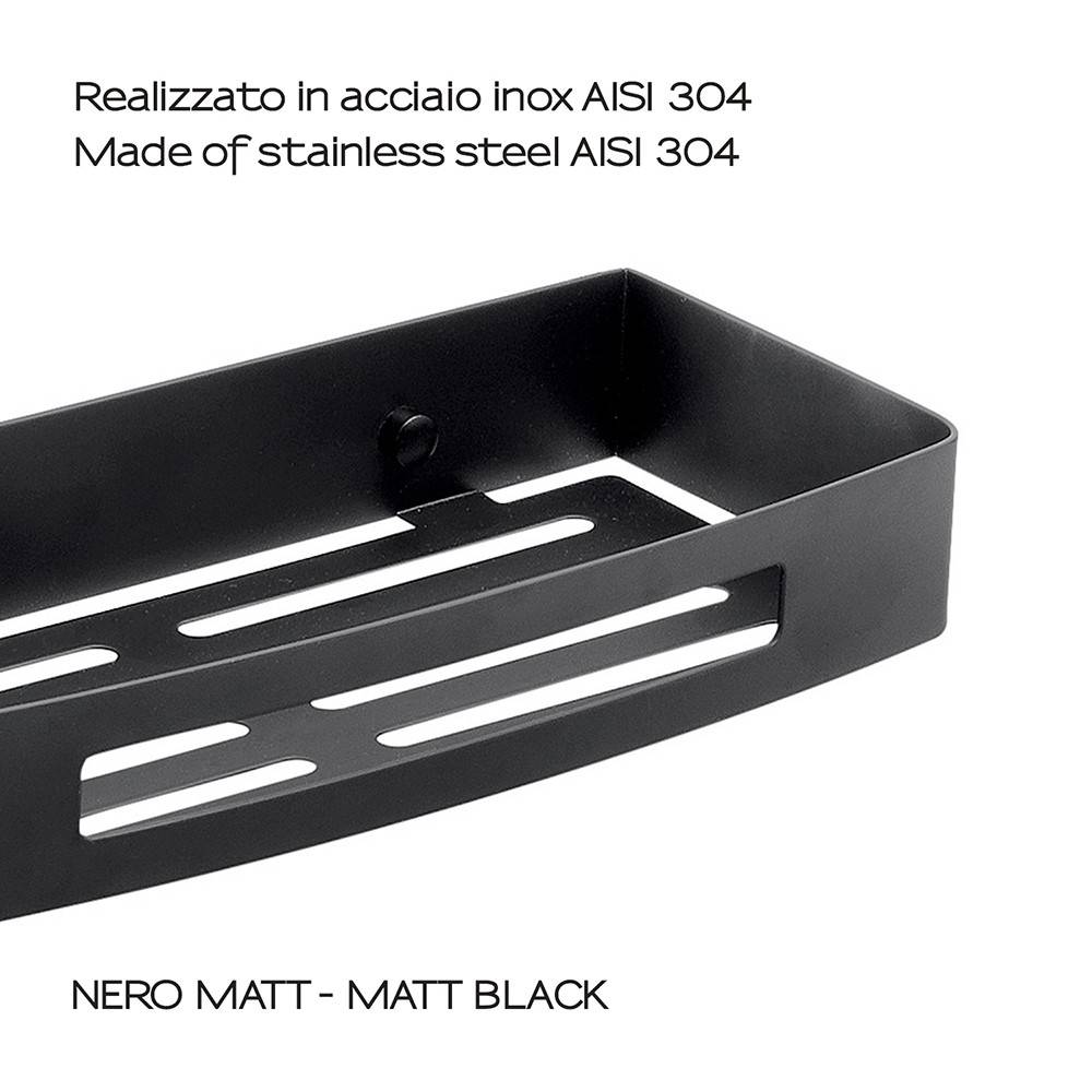 Portaoggetti doccia rettangolare GEDY linea Nerva nero matt