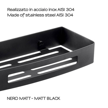 Portaoggetti doccia rettangolare GEDY linea Nerva nero matt