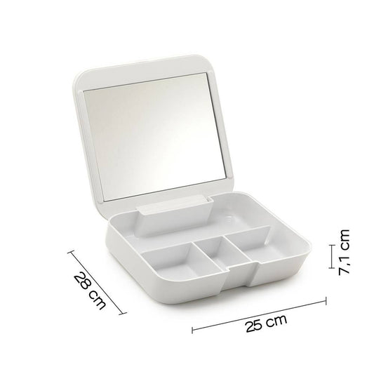 Portaoggetto organizer GEDY linea Seventy con specchio colore Bianco