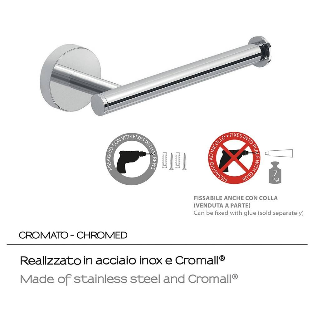 Portarotolo a muro Gedy in acciaio inox e cromall serie Eros