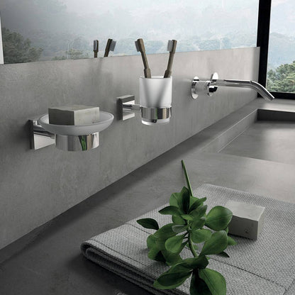 Portasapone a muro GEDY linea Fuji in acciaio Cromato