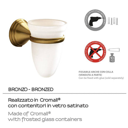 Portaspazzolini a Muro Gedy Romance Bronzo - Acciaio Inox e Vetro