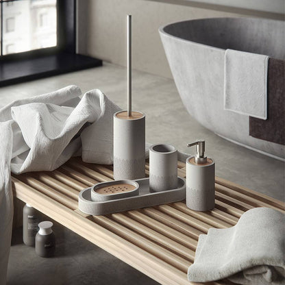 Portaspazzolini d' appoggio GEDY linea Afrodite in cemento colore Grigio