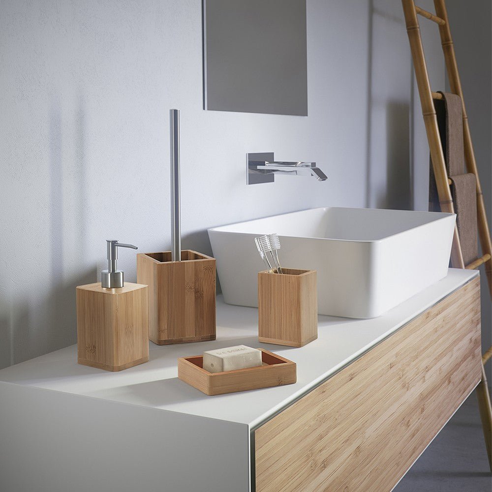 Portaspazzolini d' appoggio GEDY linea Bambù in legno naturale