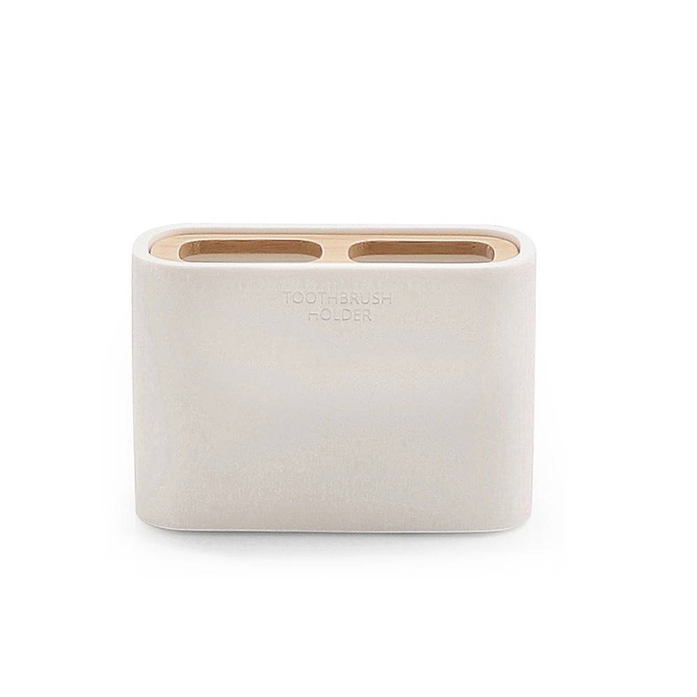 Portaspazzolini d' appoggio GEDY linea Ninfea in resina e legno colore Bianco Matt