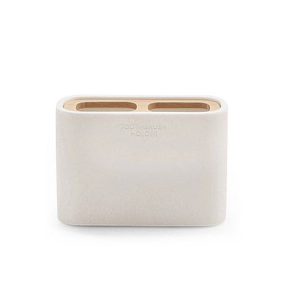 Portaspazzolini d' appoggio GEDY linea Ninfea in resina e legno colore Bianco Matt