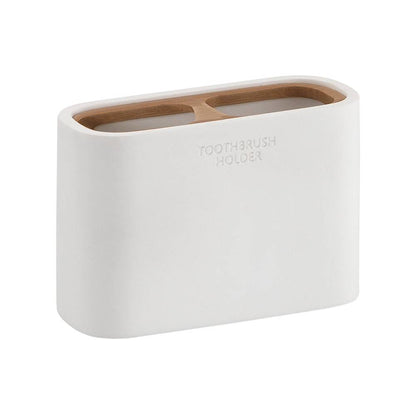Portaspazzolini d' appoggio GEDY linea Ninfea in resina e legno colore Bianco Matt
