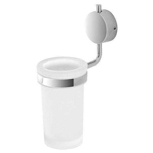 Portaspazzolino da muro in acciaio cromato e vetro temperato, design elegante - Serie Plaza