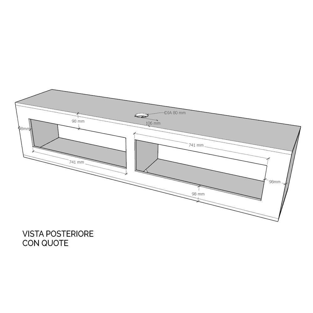 TV-Unterbau Ribalta mit Kabeldurchführung B.133,6 - B.173,6 H.40 T.39,2 mit Füßen