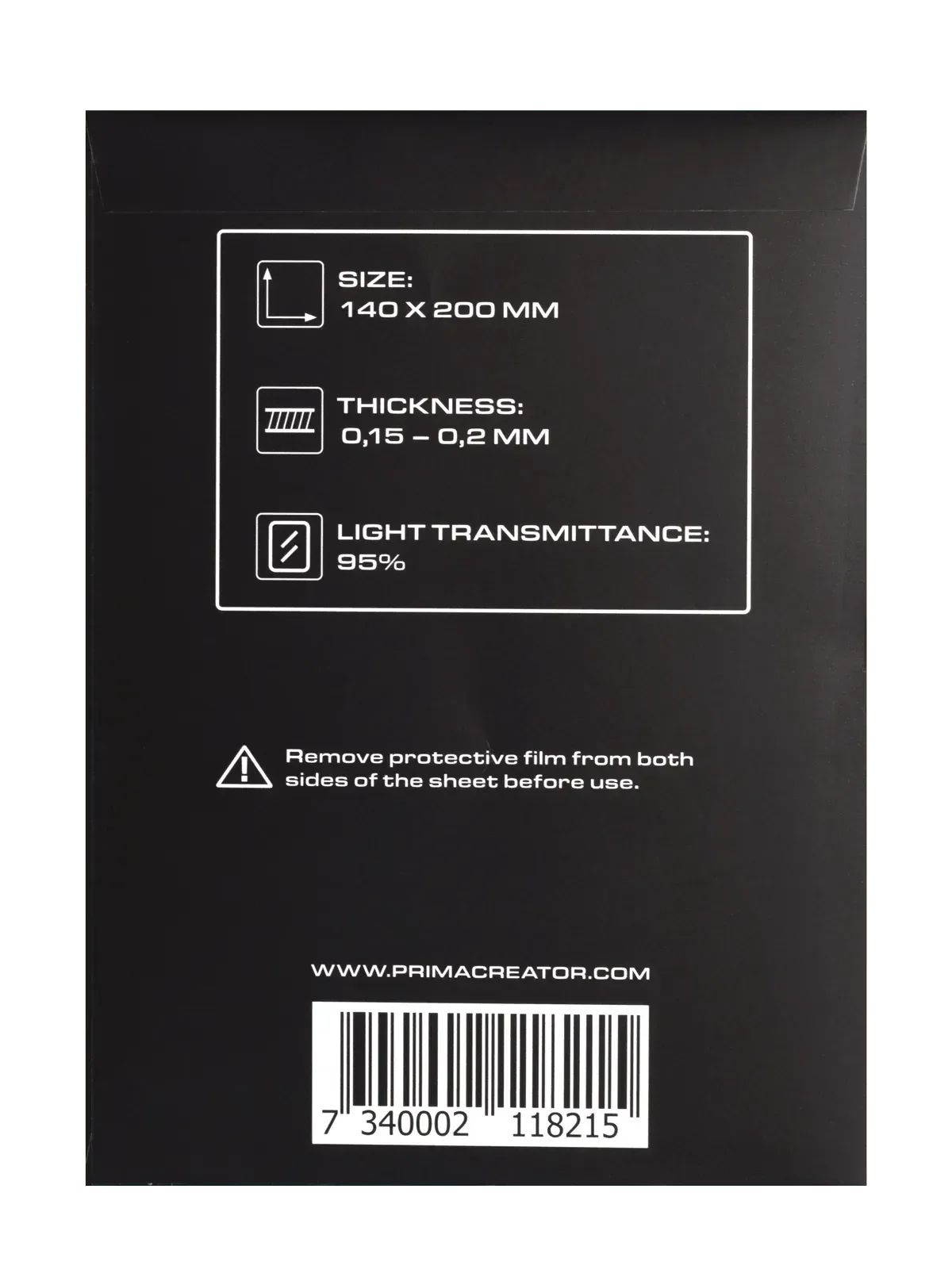 PRIMACREATOR FEP FILM SHEETS FOR 3D PRINTERS - 140 X 200 MM - 5-PACK