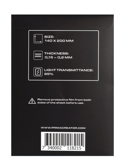 PRIMACREATOR FEP FILM SHEETS FOR 3D PRINTERS - 140 X 200 MM - 5-PACK