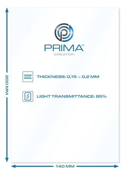 PRIMACREATOR FEP FILM SHEETS FOR 3D PRINTERS - 140 X 200 MM - 5-PACK