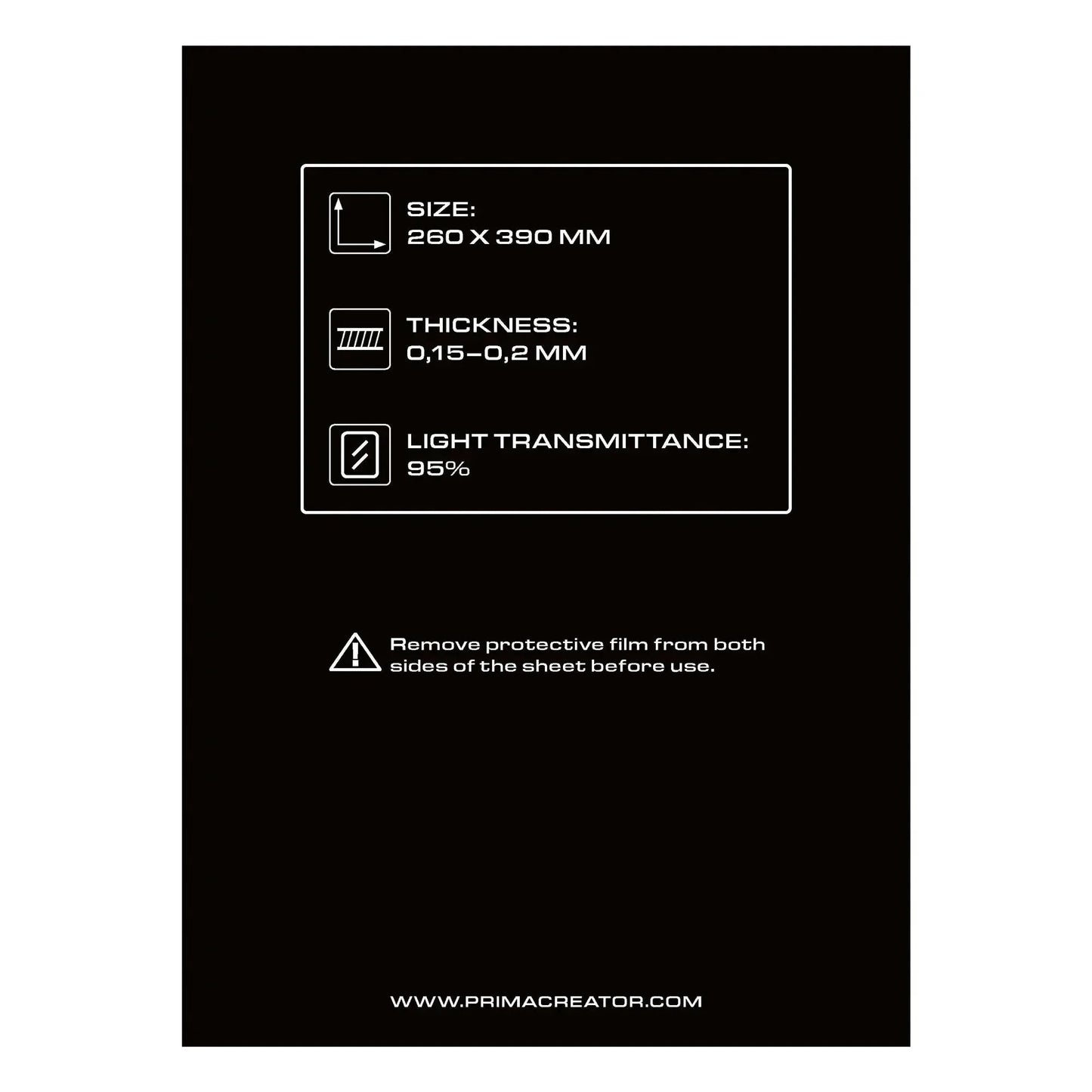 PRIMACREATOR NFEP FILM SHEET FOR 3D PRINTERS - 260 X 390 MM