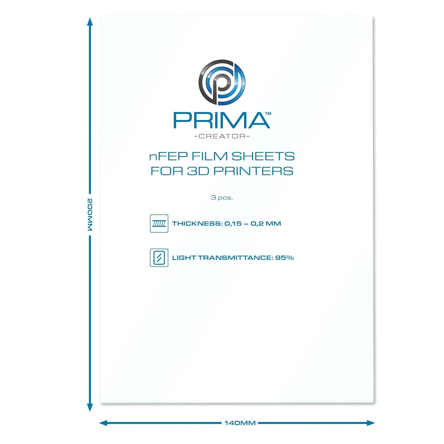 PRIMACREATOR NFEP FILM SHEETS FOR 3D PRINTERS - 140 X 200 MM - 3-PACK
