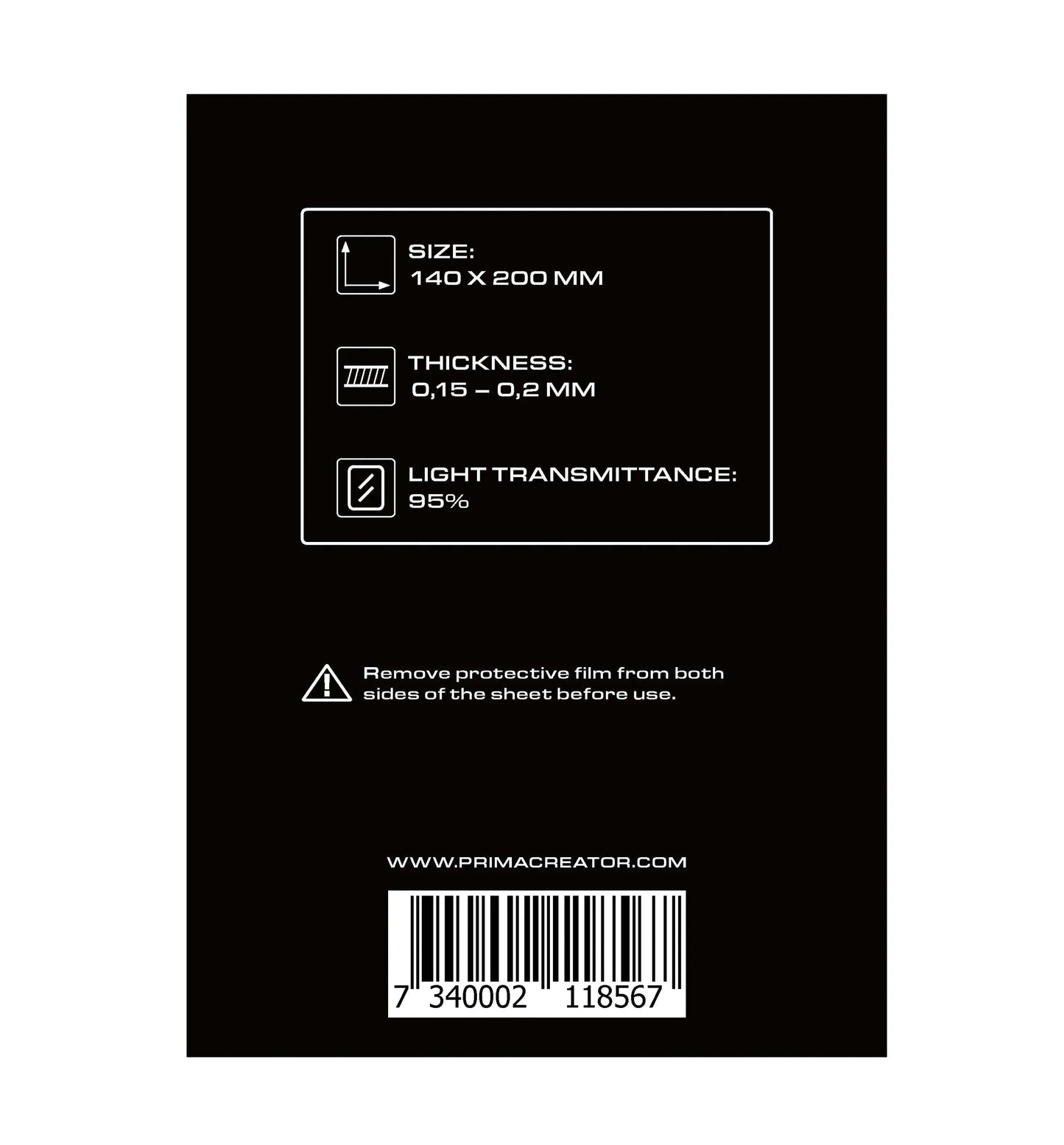 PRIMACREATOR NFEP FILM SHEETS FOR 3D PRINTERS - 140 X 200 MM - 3-PACK