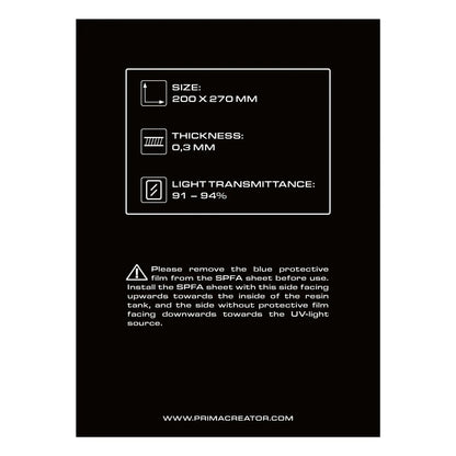 PRIMACREATOR SPFA FILM SHEET FOR 3D PRINTERS - 200 X 270 MM