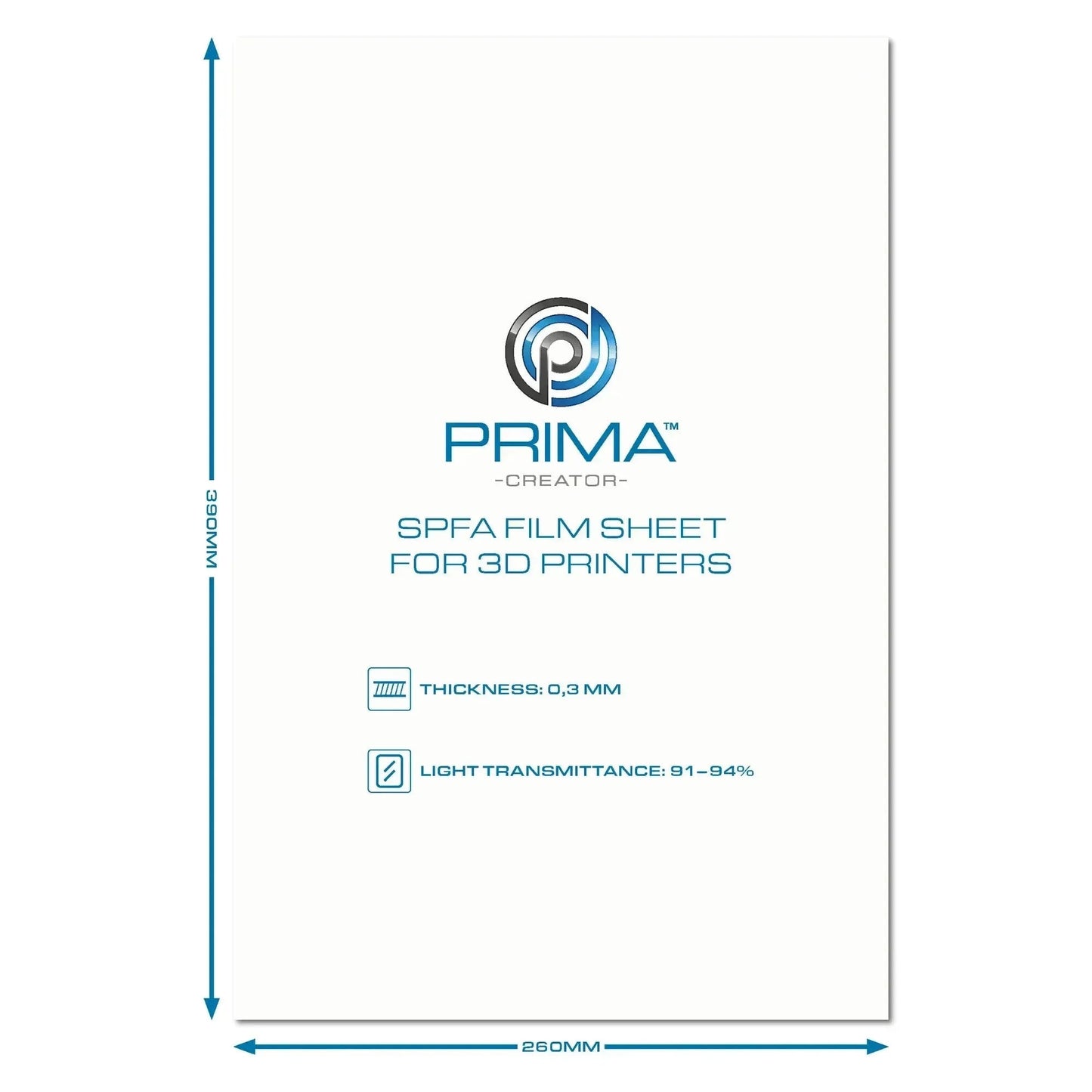 PRIMACREATOR SPFA FILM SHEET FOR 3D PRINTERS - 260 X 390 MM