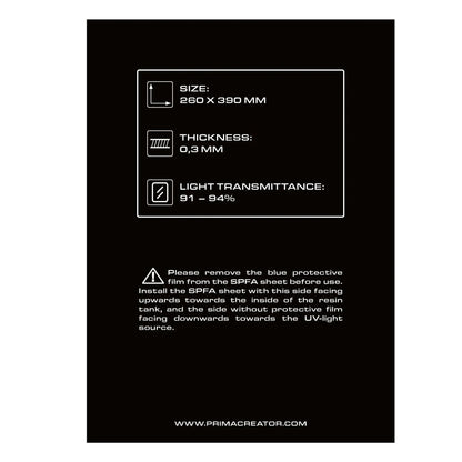 PRIMACREATOR SPFA FILM SHEET FOR 3D PRINTERS - 260 X 390 MM