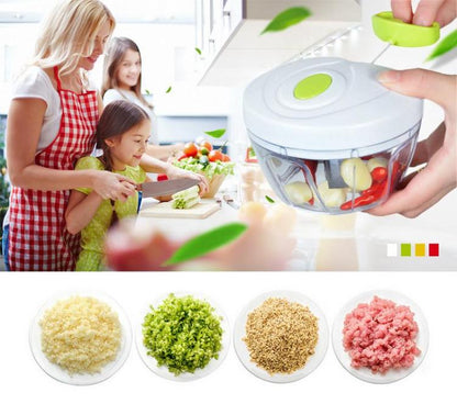 Speedy Chopper Zerkleinerer Manueller Gemüseschneider mit Seilzug für Obst, Gemüse, Salatschleuder