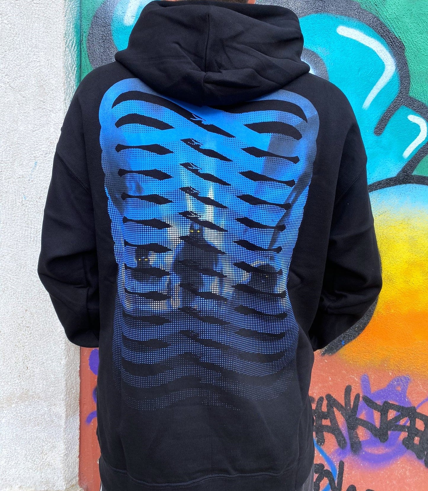 Felpa Propaganda Ribs Demoni 323-01 Nera con Cappuccio Streetwear