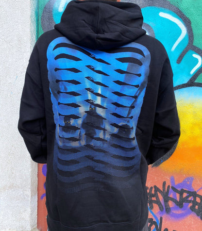 Felpa Propaganda Ribs Demoni 323-01 Nera con Cappuccio Streetwear