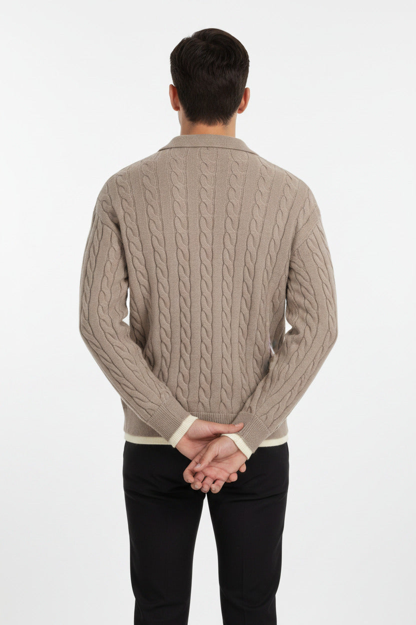 Maglione Vintage Uomo Intrecciato a Trecce – Pullover Retrò Invernale