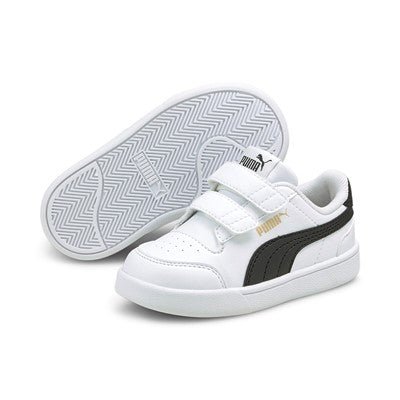 Puma Shuffle V 375690 02 Sneakers Bambino Strappo Bianco Nero Oro