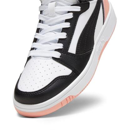 Puma Scarpa sneakers alta da ragazza Rebound v6 Mid 393831 07 bianco-nero-rosa