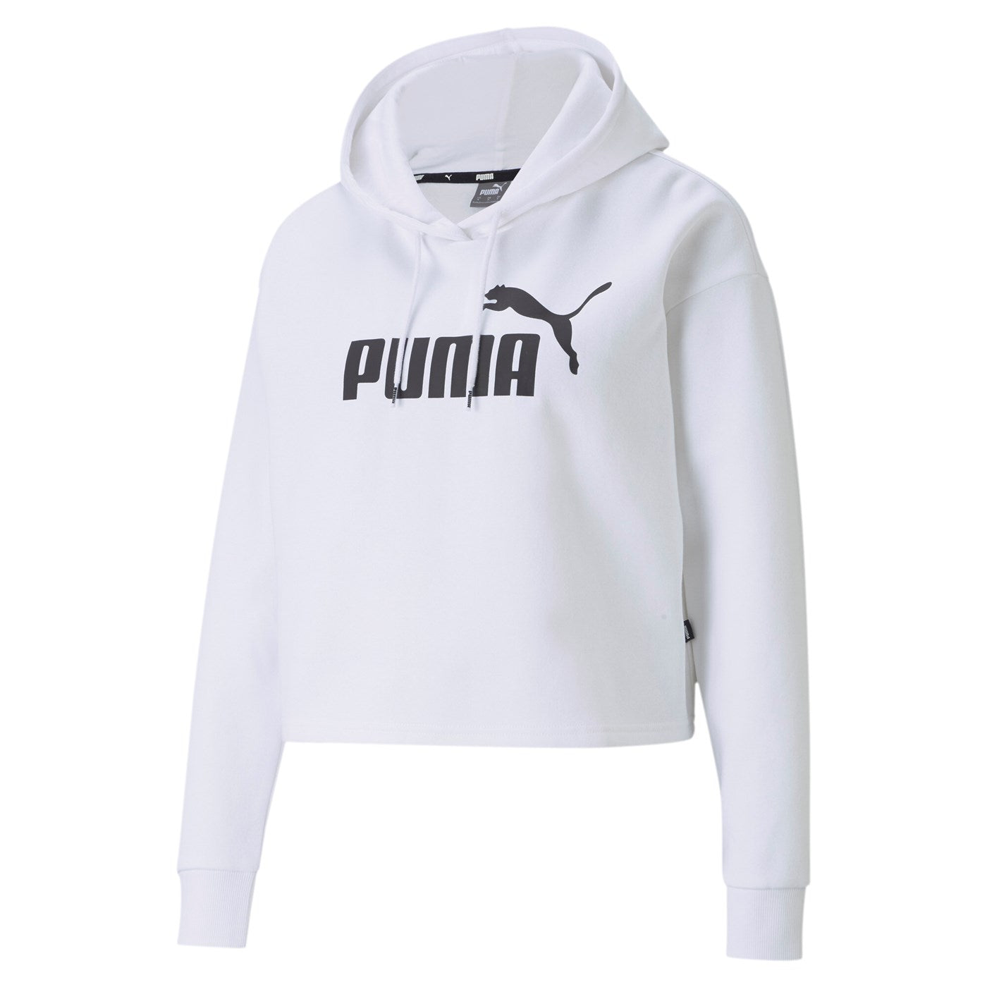 Puma felpa corta con cappuccio e logo grande da donna Cropped 586869-02 bianco